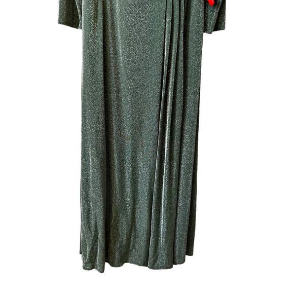 NWT Ieena Mac Duggal Women's Plus Size 49088 Faux Wrap Shimmery Gown Green 14 - Picture 6 of 14